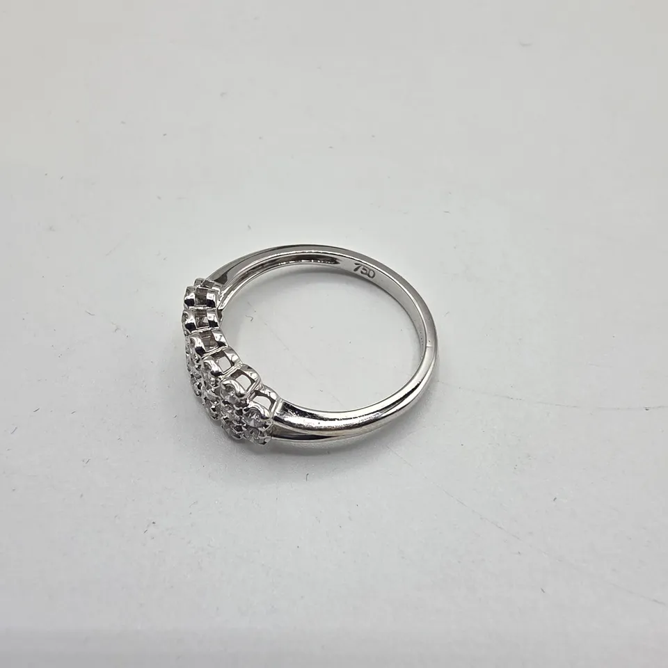 18CT WHITE GOLD THREE ROW RING SET WITH NATURAL DIAMONDS