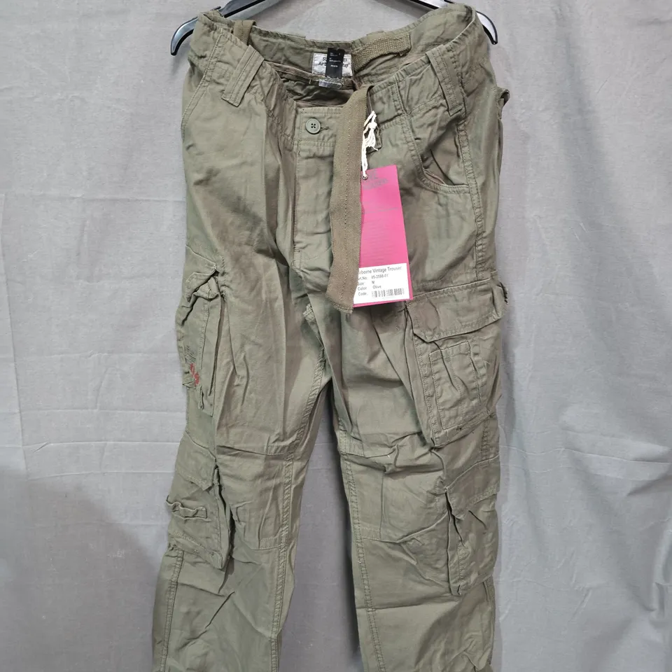 BOX OF APPROXIMATELY 25 CLOTHING ITEMS INCLUDING:DSGN STUDIO JUMPER, SURPLUS TEX VINTAGE CARGO PANTS AND JACK AND JONES BLACK JEANS.