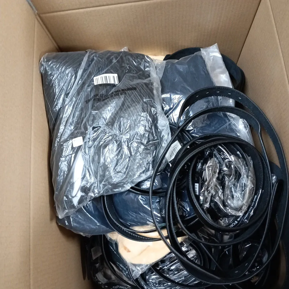 BOX OF APPROXIMATELY 30 ASSORTED CLOTHING ITEMS TO INCLUDE JO AND JOE FOOTWEAR, MARLON BRA ETC