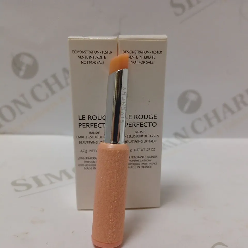 LOT OF 2 GIVENCHY LE ROUGE PERFECTO LIP BALM TESTERS - 01 PERFECT PINK