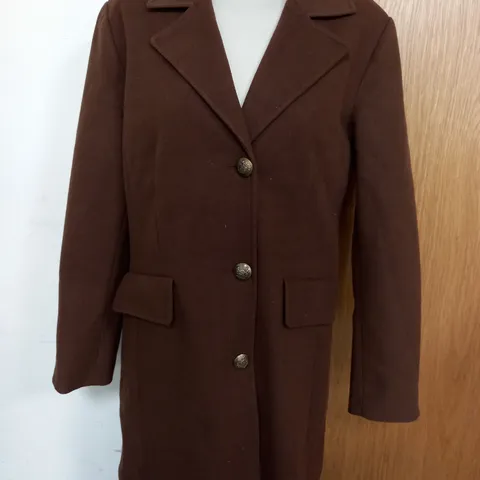 CENTIGRADE LONGLINE SINGLE BREASTED COAT IN BROWN SIZE MEDIUM 