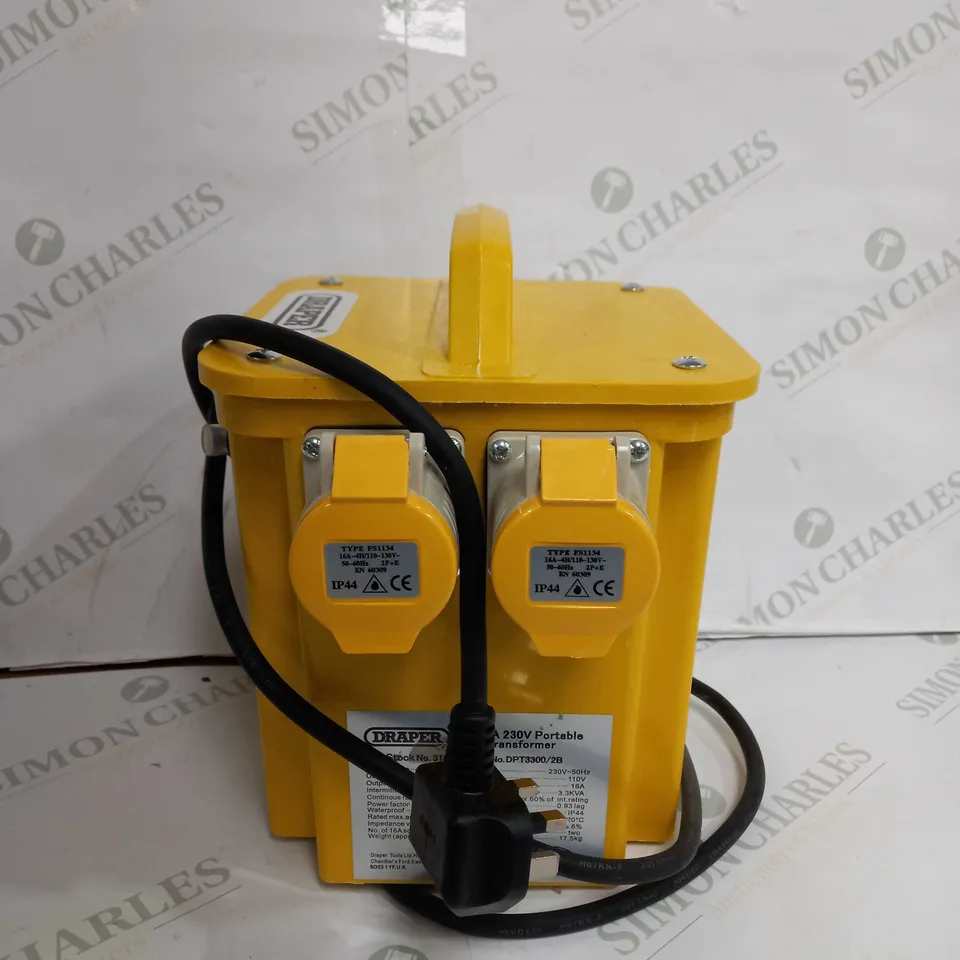 DRAPER 3.3K VA 230V TO 110V PORTABLE SITE TRANSFORMER 