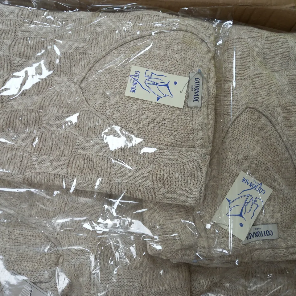 BOX OF APPROX 35 SIMEQUANONE COLLECTION JUMPERS & COTTONADE V NECK JUMPERS IN VARIOUS SIZES 