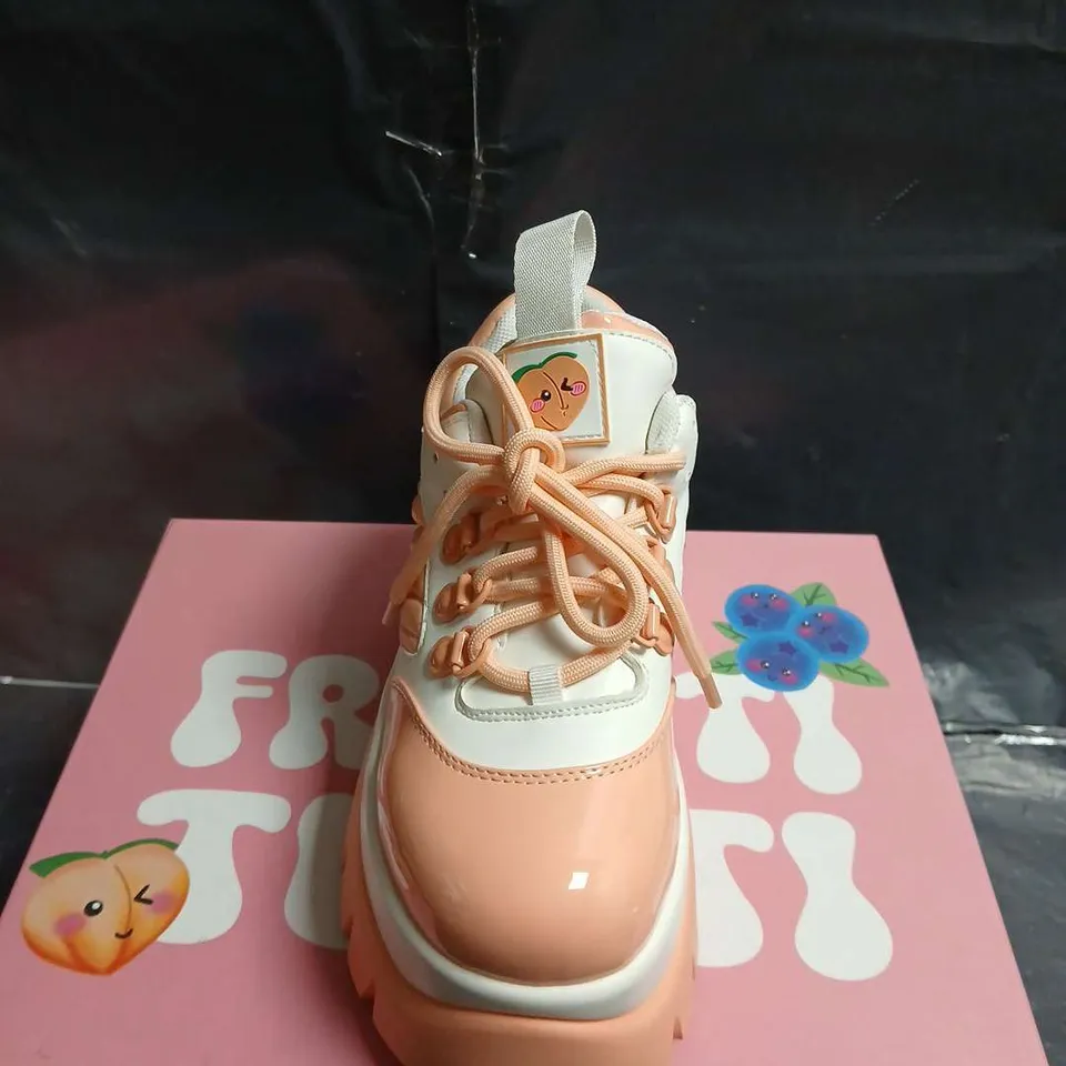 BOXED PAIR OF KOI PEACH ICE TEA TRAINERS - UK SIZE 3 