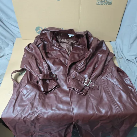 TAMSY LONG SOLID COAT WITH 2 POCKETS - BURGUNDY