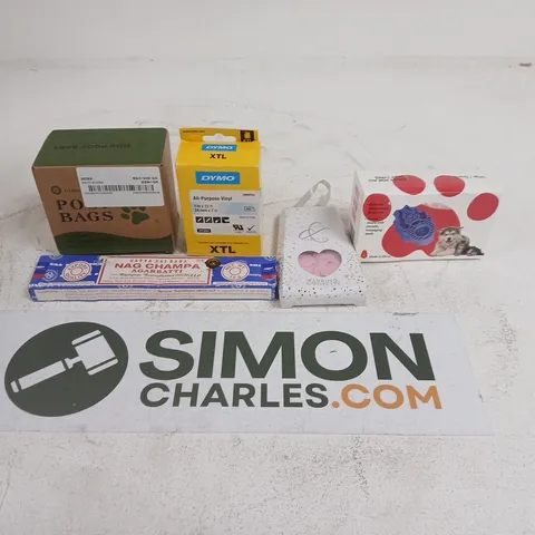 BOX OF APPROXIMATELY 15 ASSORTED HOUSEHOLD ITEMS TO INCLUDE WEDDING CONFETTI, DYMO ALL PURPOSE VINYL AND INCENSE STICKS
