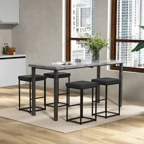 BOXED PAIR OF NARANDER UPHOLSTERED COUNTER STOOLS WITH METAL FRAME - BLACK 