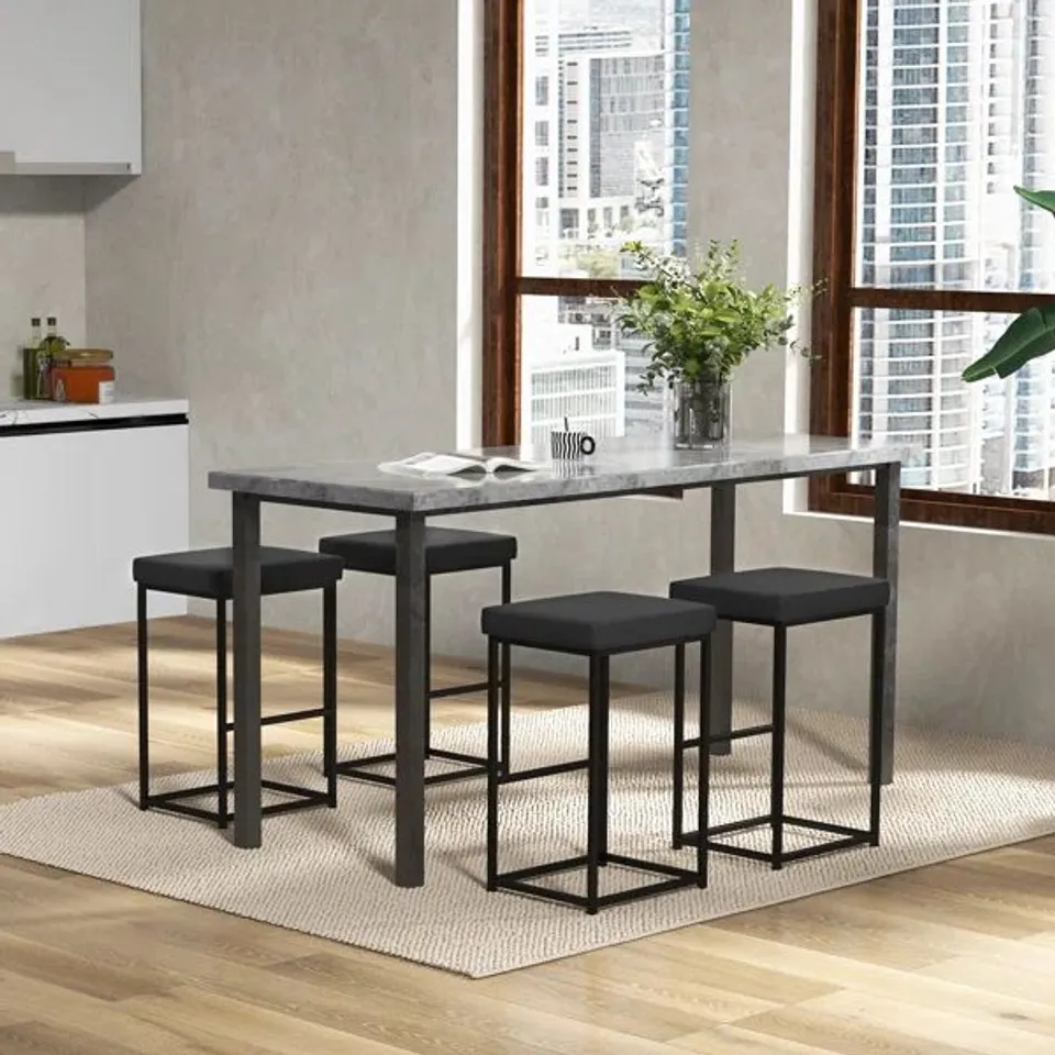 BOXED PAIR OF NARANDER UPHOLSTERED COUNTER STOOLS WITH METAL FRAME - BLACK 