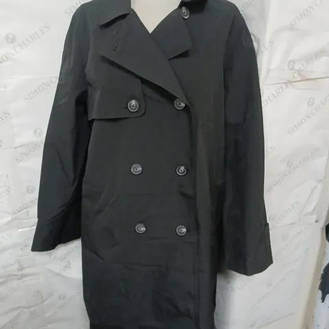 NEW LOOK WOMENS DOUBLE BREASTED MAC - BLACK - SIZE 16