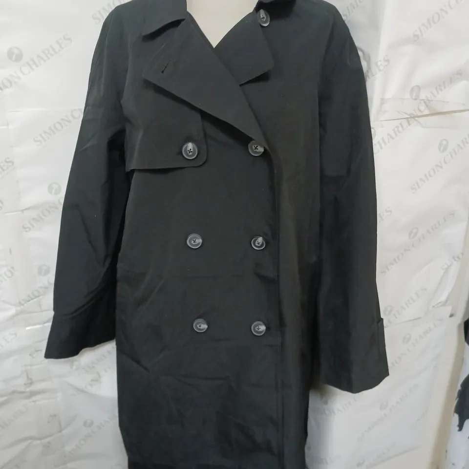 NEW LOOK WOMENS DOUBLE BREASTED MAC - BLACK - SIZE 16