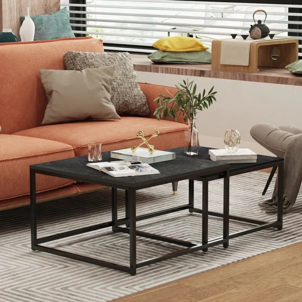 BOXED PARRETT FRAME COFFEE TABLE - BLACK (1 BOX)