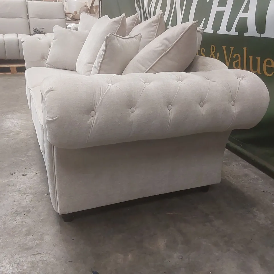 QUALITY DESIGNER WINDSOR 3 SEATER FABRIC SOFA - NATURAL