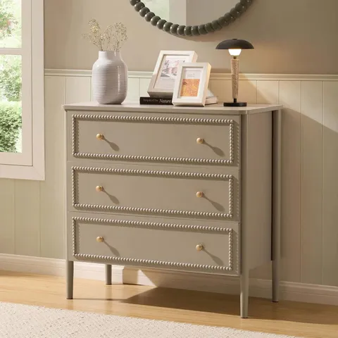BOXED DUSK POSY BOBBIN 3 DRAWER CHEST - TAUPE (1 BOX)