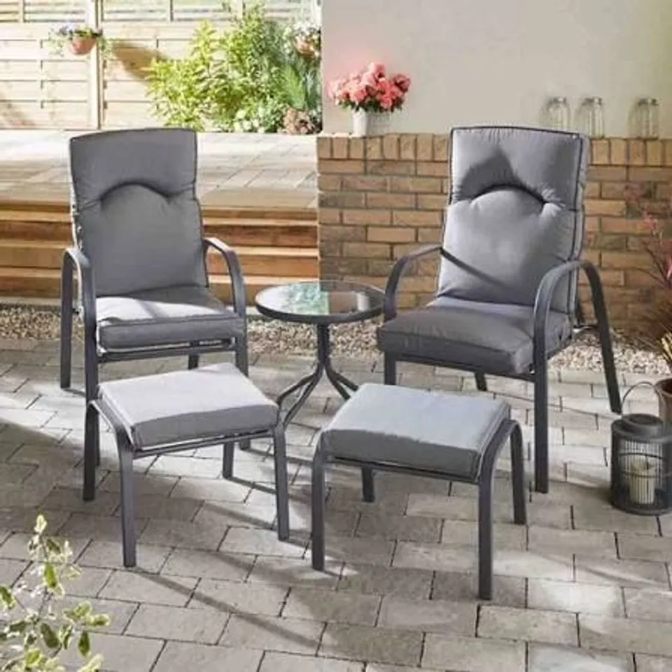 BOXED MONACO 2-SEATER RECLINING SET WITH FOOTSTOOLS