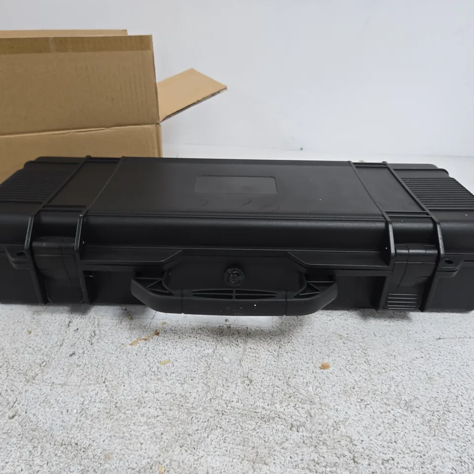 BLACK PROTECTIVE HARD CASE WITH FOAM INSERT FOR CAMERAS/PHOTOGRAPHY GEAR