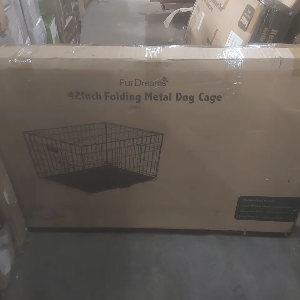 BOXED FUR DREAMS 42" FOLDING METAL DOG CAGE