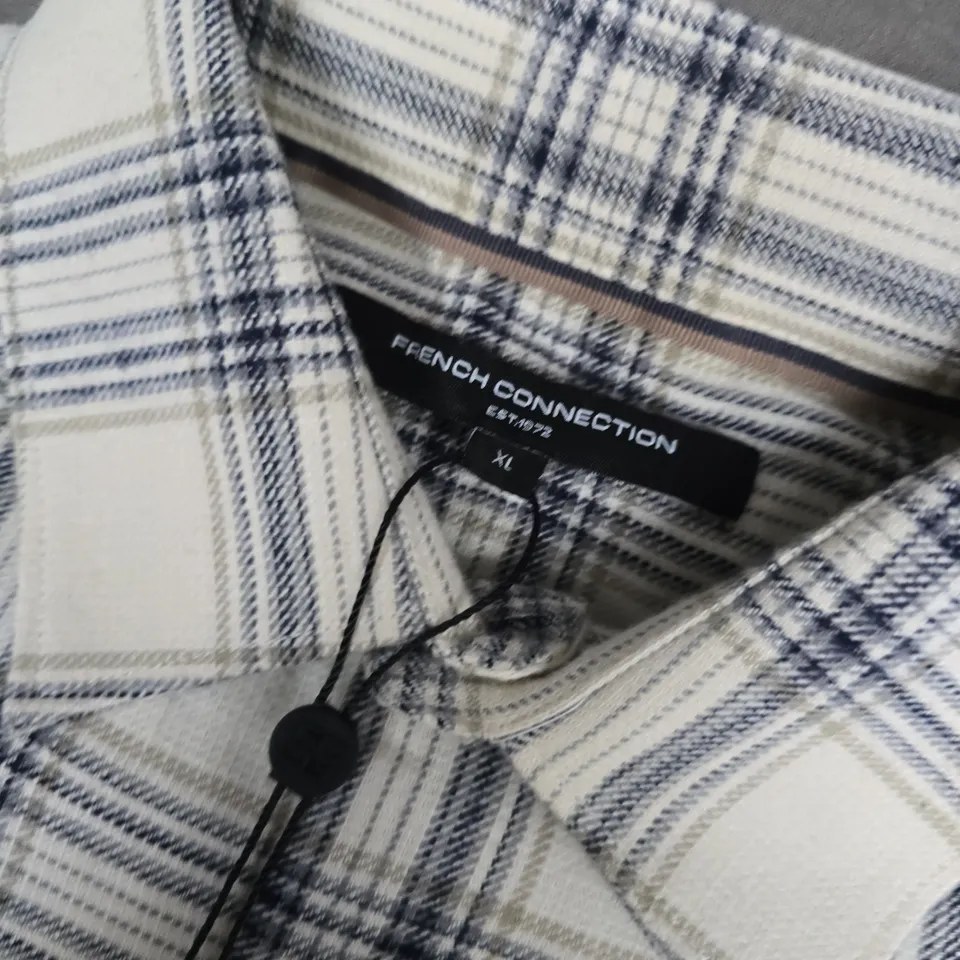 FRENCH CONNECTION CHECK SHIRT IN ECRU/WHITE - XL