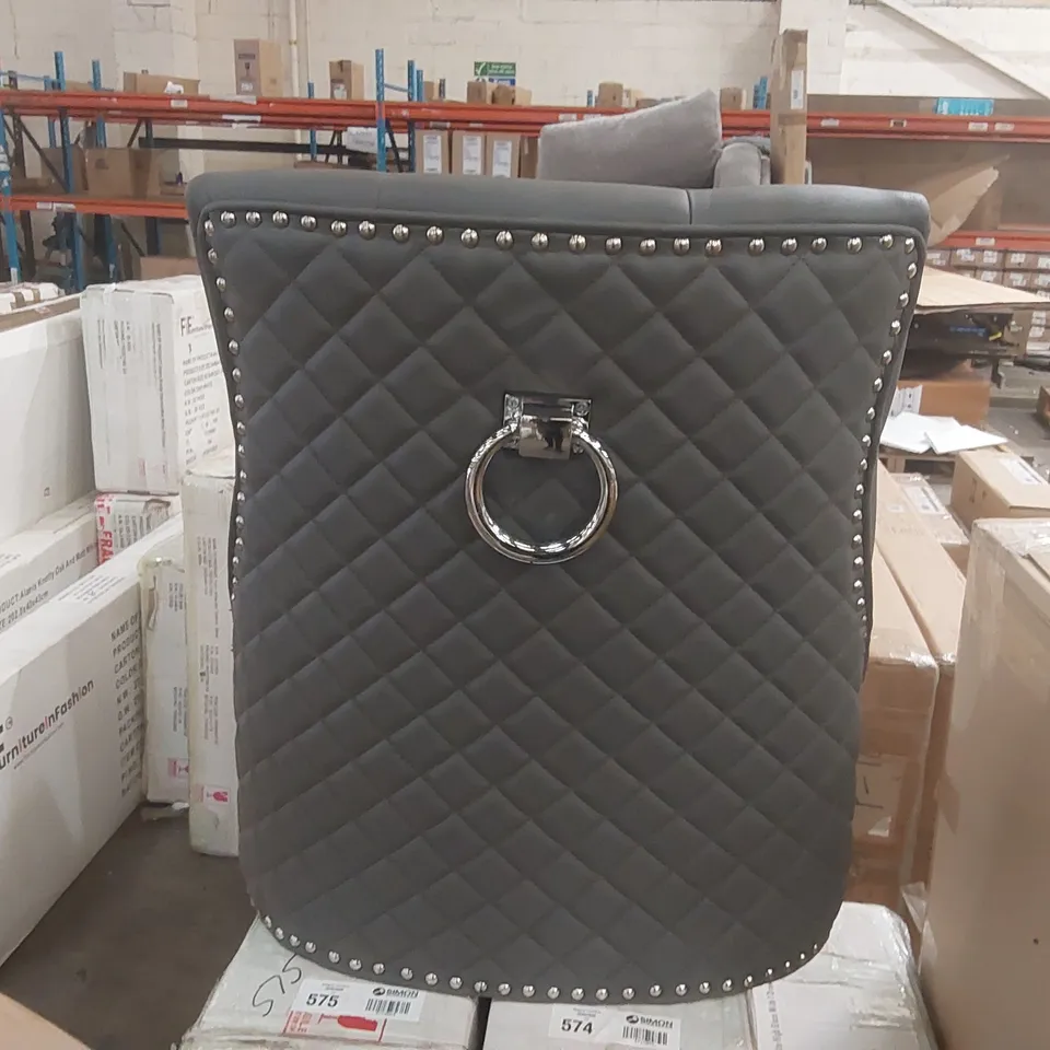 DESIGNER GREY FAUX LEATHER DINING CHAIR