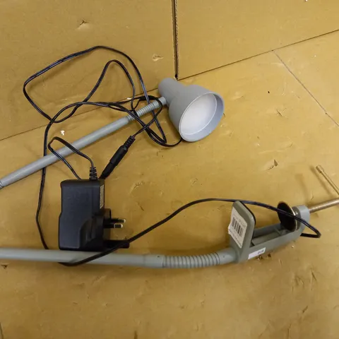 JOHN LEWIS & PARTNERS L. ZADIE LED DESK LAMP WITH ADJUSTABLE CLAMP, FLEXIBLE HEAD, LIGHT GREY