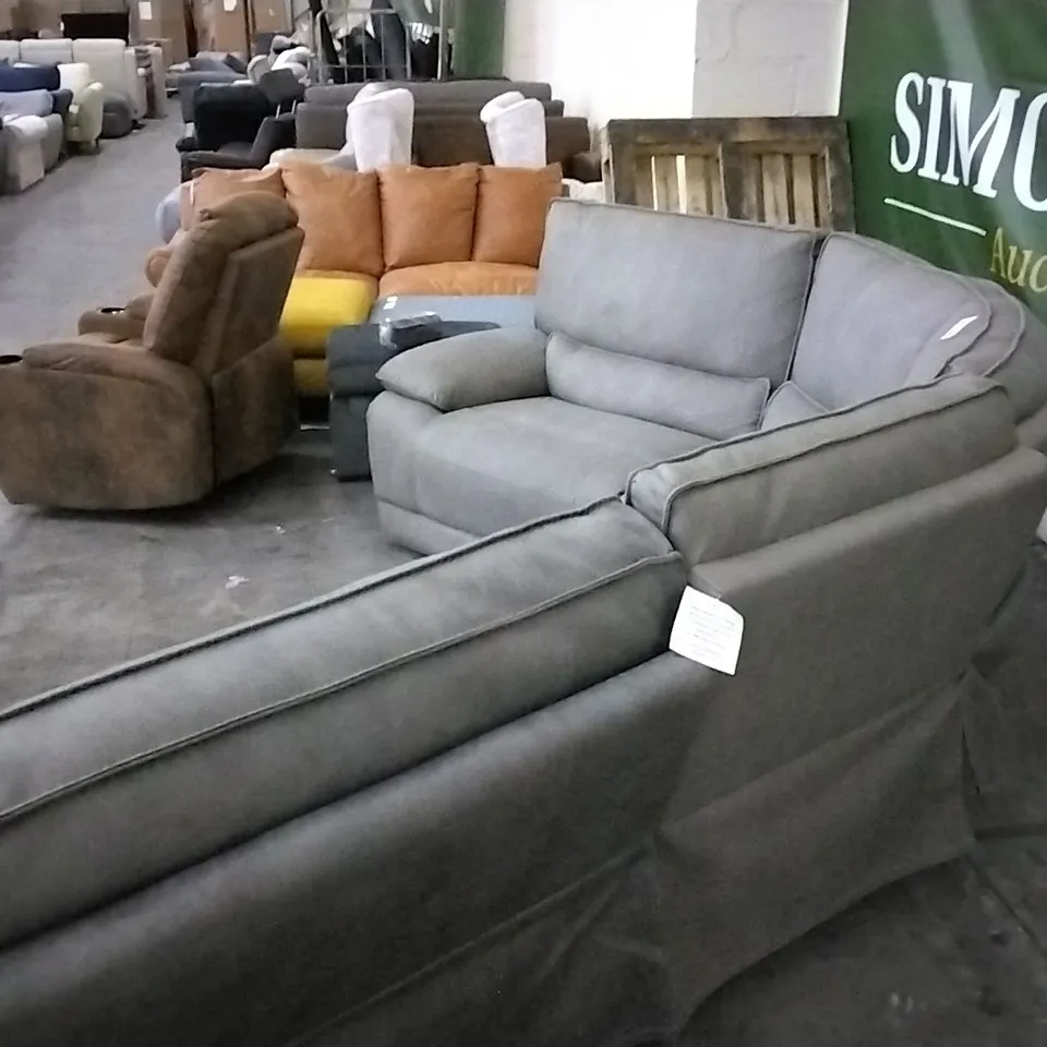 QUALITY DESIGNER GREY FABRIC CORNER SOFA GROUP 