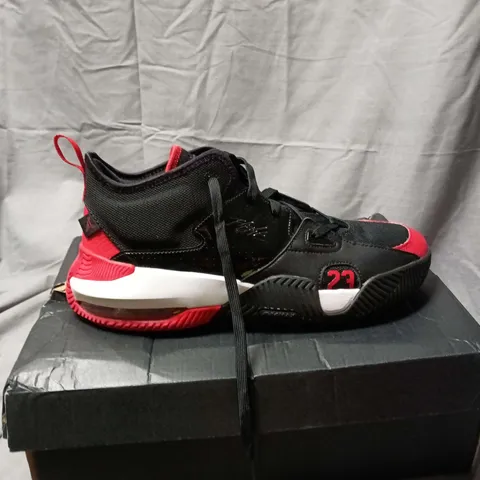 JORDAN - STAY LOYAL 2 - MEN’S SNEAKERS – BLACK & RED WITH JUMPMAN OUTSOLE - UK MEN'S SIZE 10
