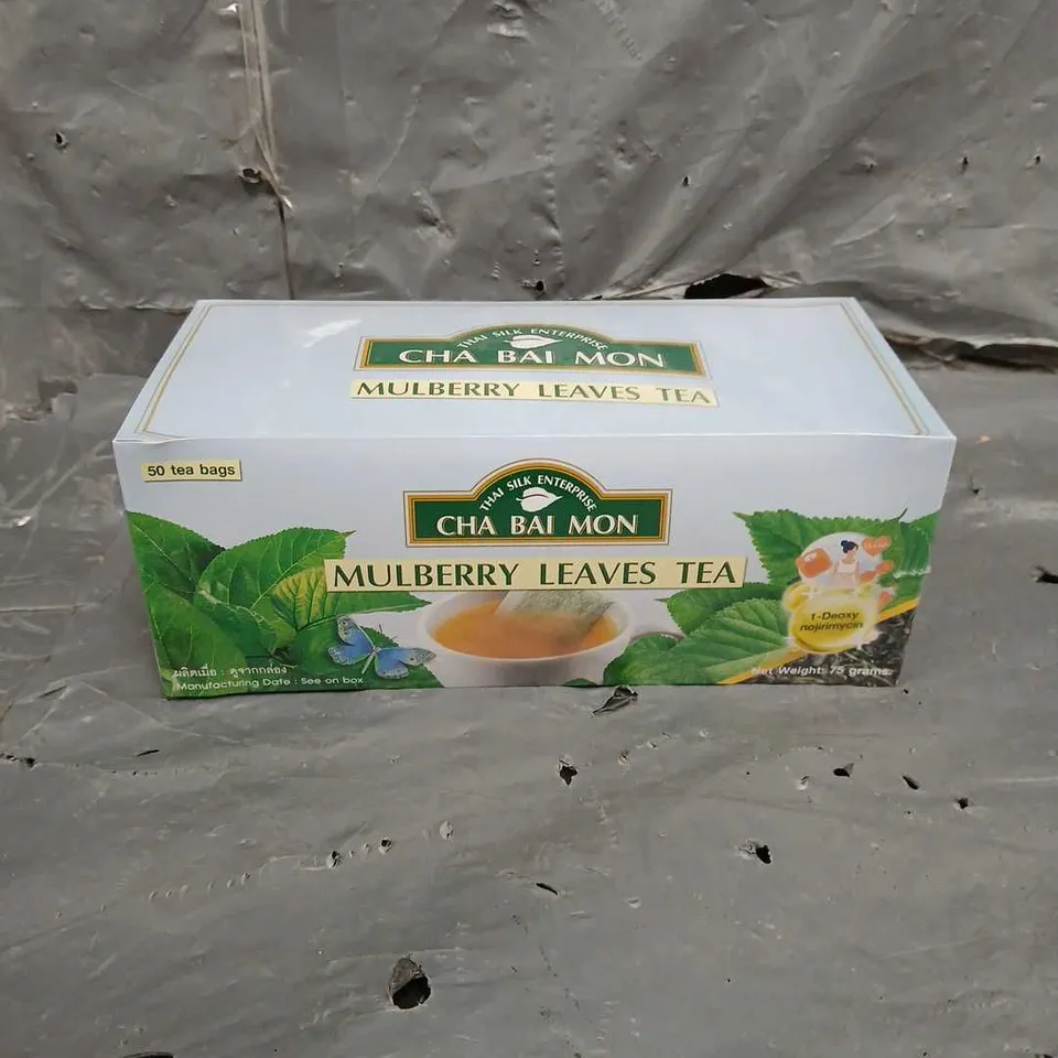 BOX OF APPROXIMATELY 60 SEALED BOXED OF CHAI BAI MON MULBERRY LEAVES TEA BAGS