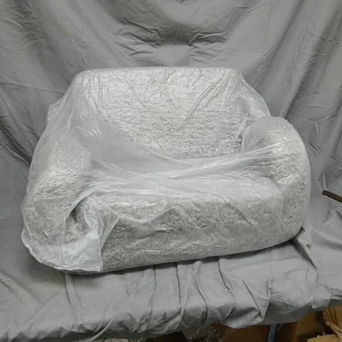 ARMCHAIR – FABRIC UPHOLSTERED, WRAPPED IN PROTECTIVE PLASTIC PET SIZED