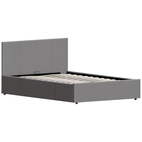 BOXED LASSIC VIDA DESIGNS LISBON SMALL DOUBLE OTTOMAN FAUX LEATHER BED - GREY (3 BOXES)