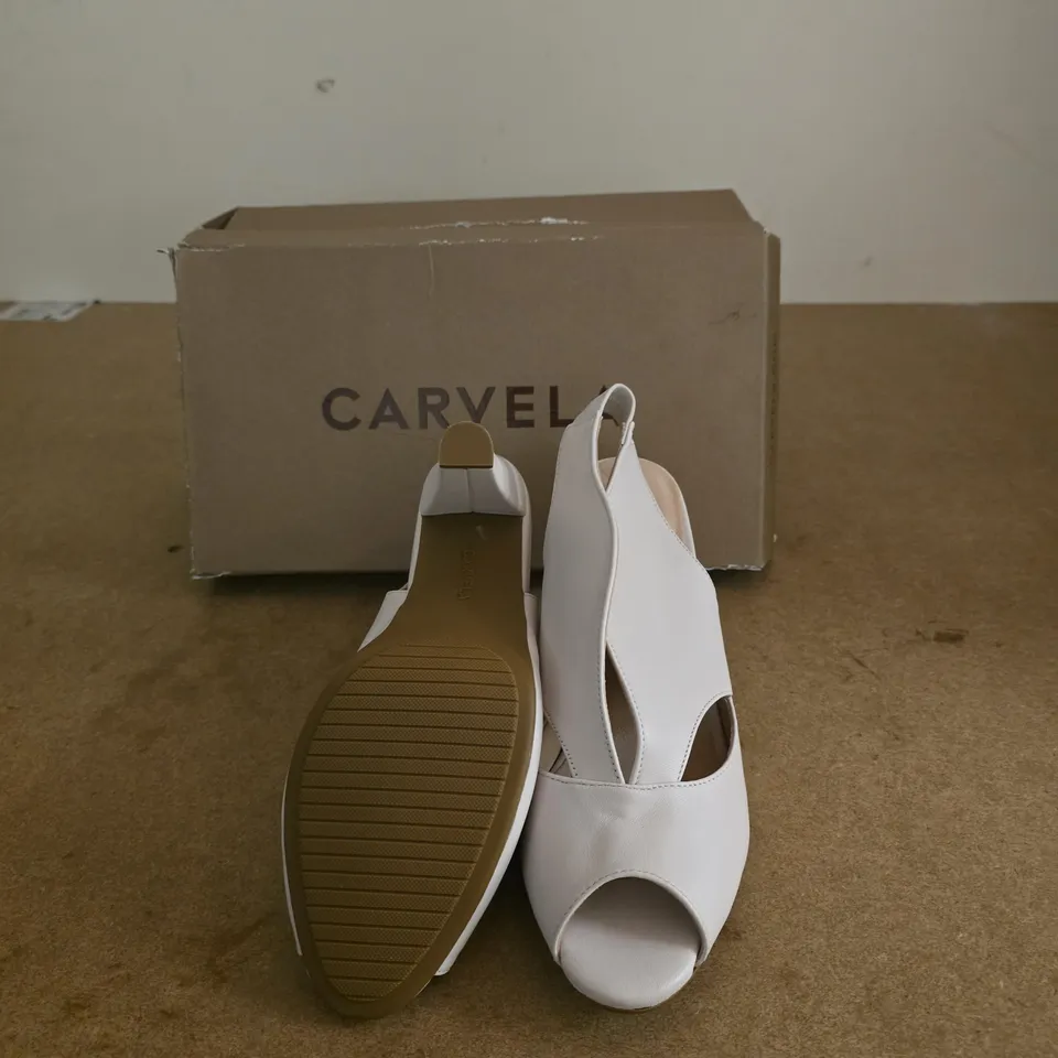 CARVELA WHITE LEATHER SLINGBACK SANDALS – OPEN-TOE, BLOCK HEEL (PAIR) EU 39