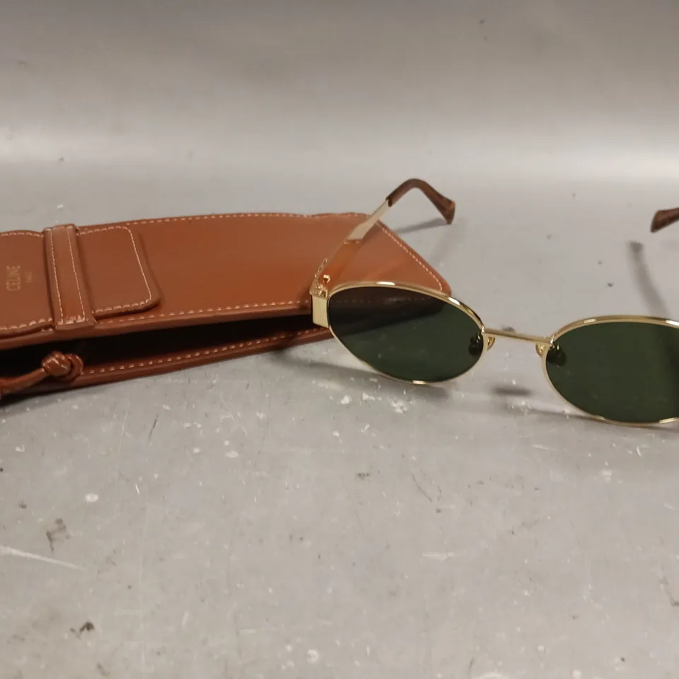 CELINE OVAL-FRAME GOLD-TONE AND TORTOISESHELL SUNGLASSES