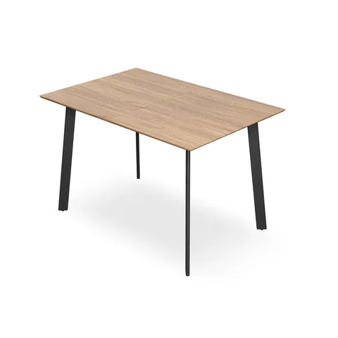 BOXED HAYDON EXTENDING OAK EFFECT DINING TABLE - OAK TOP/BLACK LEGS(1 BOX)