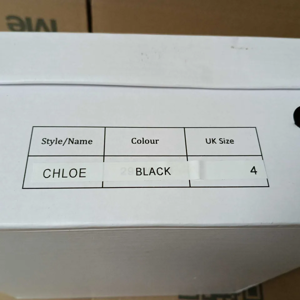 BOXED PAIR OF SHOES BY EMMA CHLOE BLACK SUEDE ANKLE BOOTS – UK 4