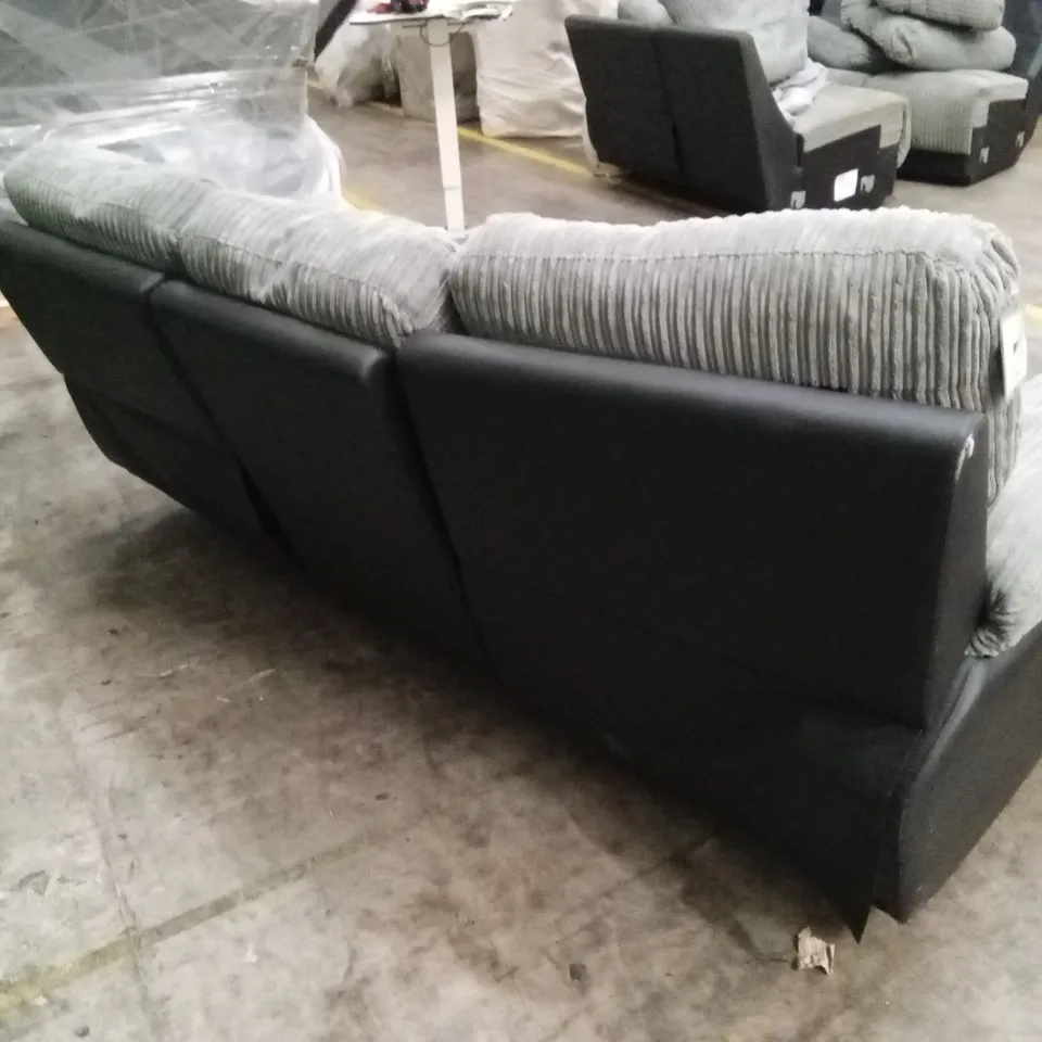 SIENNA FABRIC/FAUX LEATHER HIGH BACK 3 SEATER RECLINER SOFA RRP £849