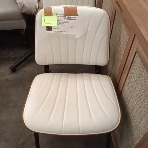 MAELYNN MODERN FAUX LEATHER DINING CHAIRS SET OF 2 - WHITE
