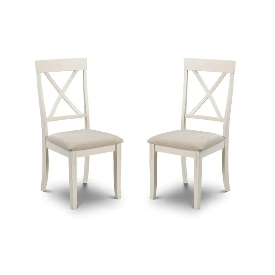 BOXED SET OF 2 CONKLIN UPHOLSTERED DINING CHAIRS - IVORY  (1 BOX)
