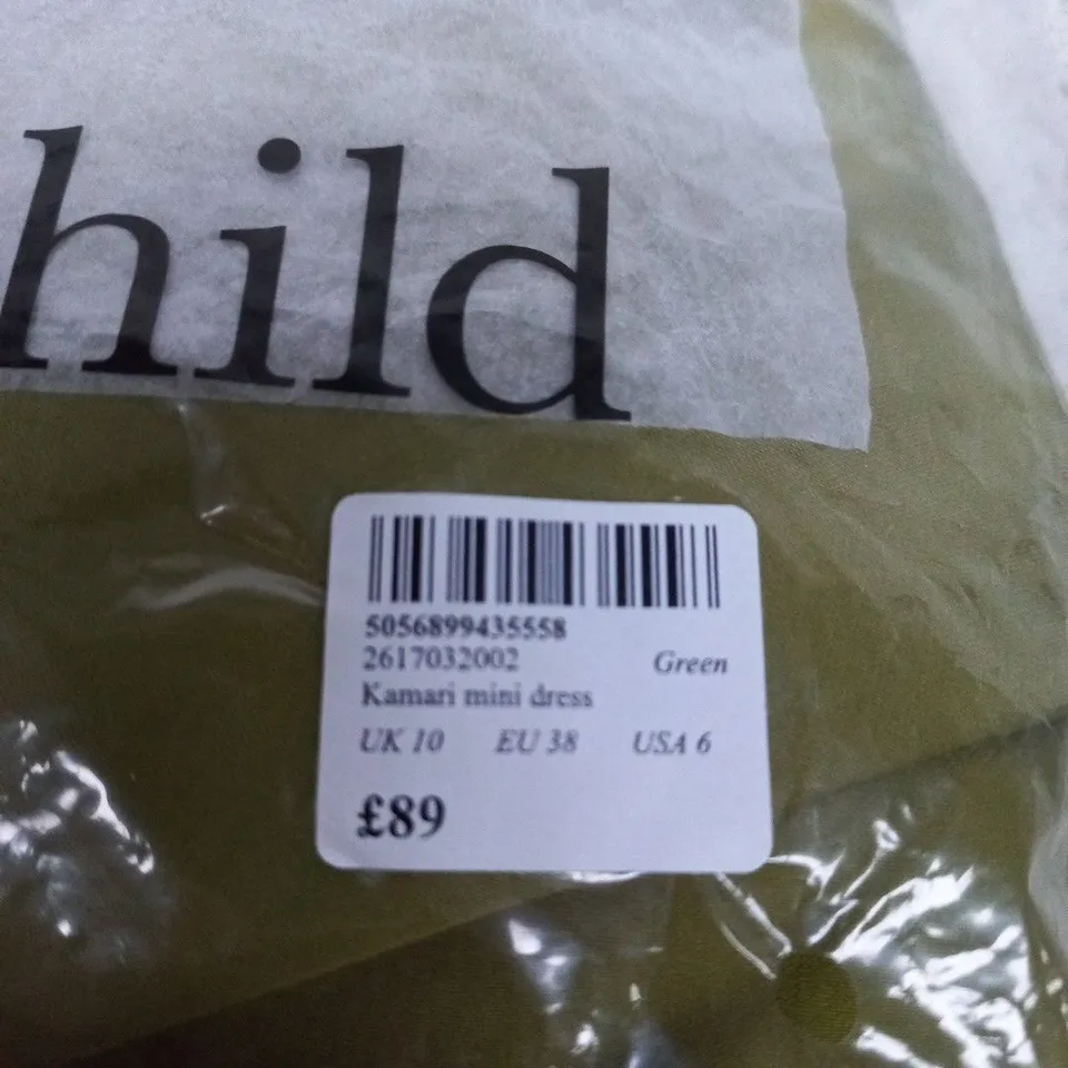 NOBODY'S CHILD KAMARI MINI DRESS – GREEN – UK 10 (EU 38, US 6)
