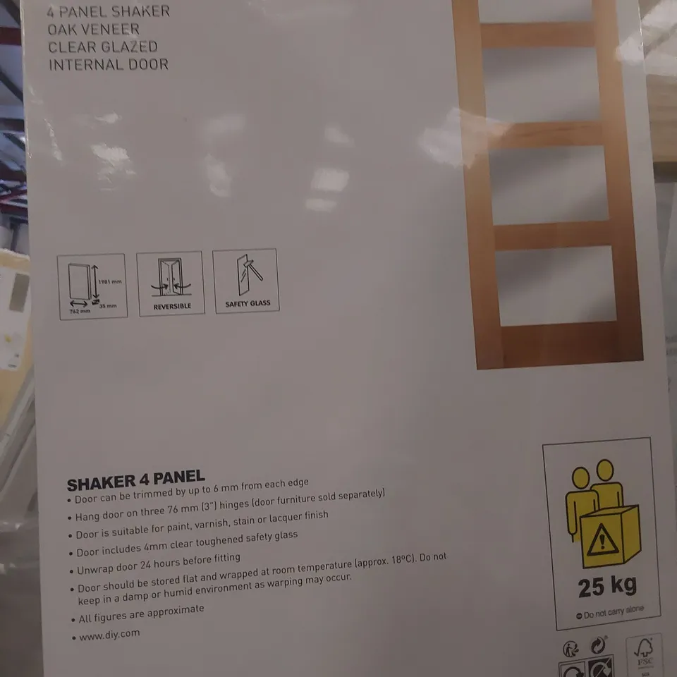 OAK VENEER SHAKER 4 PANEL INTERNAL DOOR 1981 × 762mm