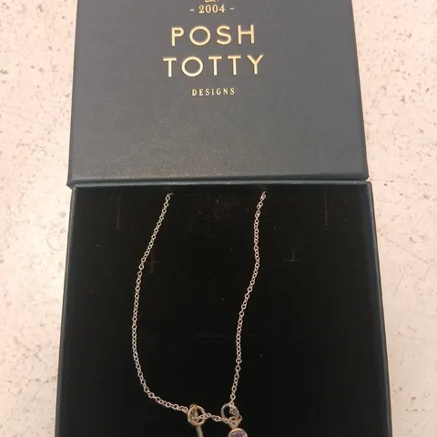 POSH TOTTY DESIGNS BIRTHSTONE & INITIAL CHARM NECKLACE STERLING SILVER