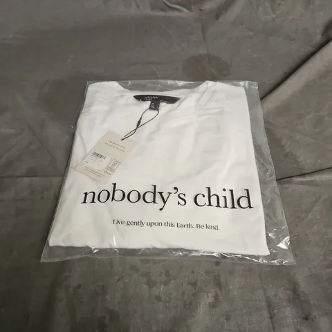 NOBODY'S CHILD CROCHET TRIM TEE IN WHITE SIZE S