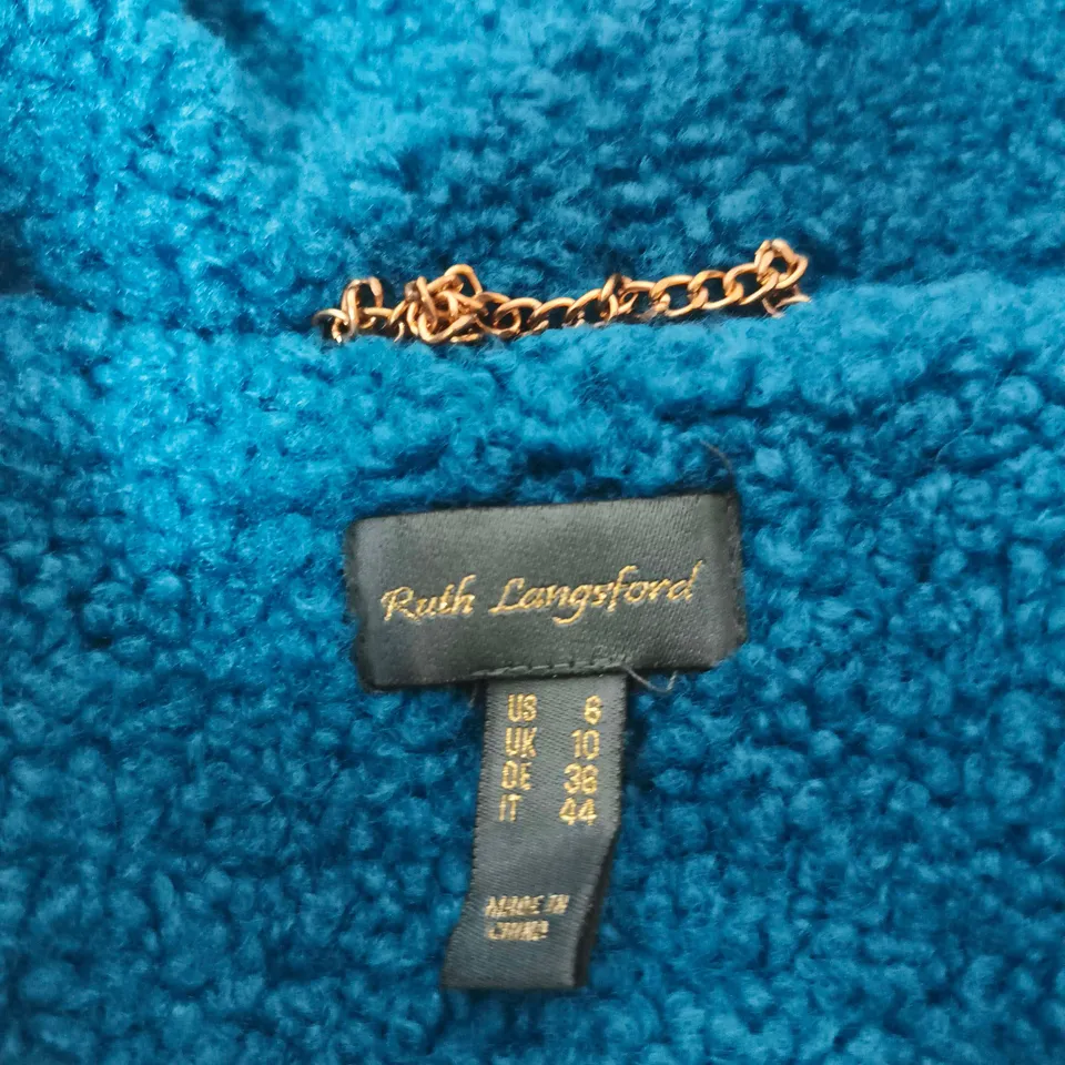 RUTH LANGFORD TEAL FLEECE COAT – UK 10 (US 6)