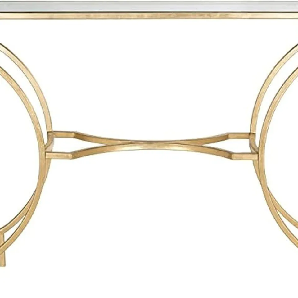 BOXED SAFAVIEH ARIANNA METAL CONSOLE, 101x30x90cm - GOLD/GLASS (1 BOX)