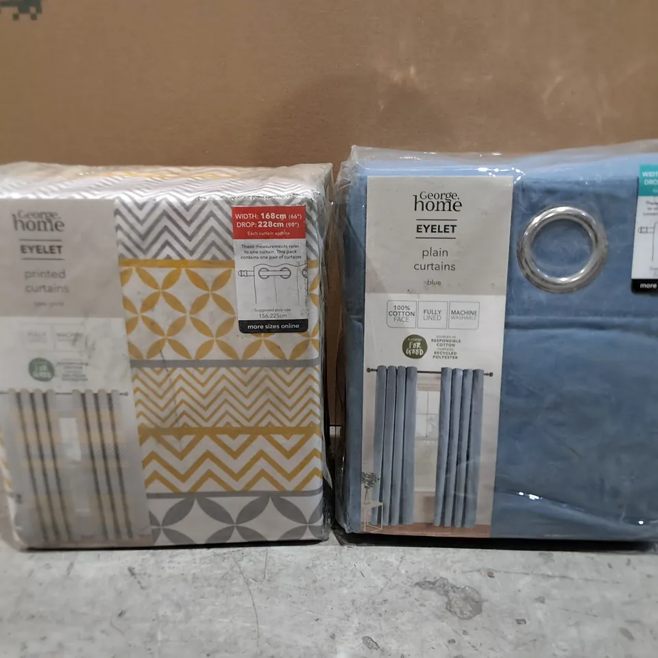 APPROXIMATELY 8 ASSORTED EYELET CURTAINS IN VARIOUS STYLES & COLOURS 