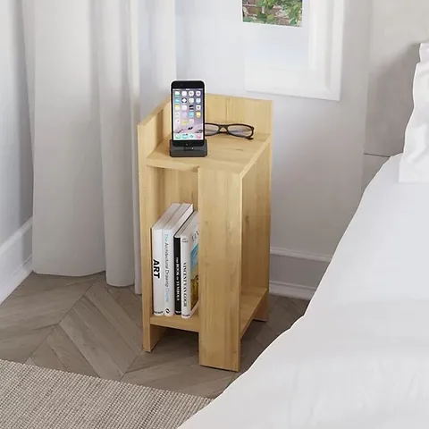 BOXED ELOS MODERN BEDSIDE TABLE/NIGHTSTAND. -SAPPHIRE OAK-