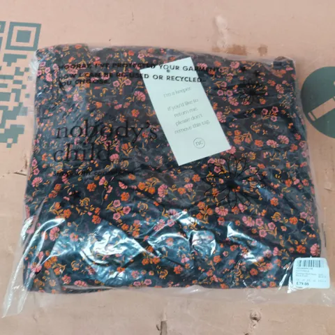 BAGGED NOBODY'S CHILD CHRISTINA MIDI DRESS IN BLACK W. FLORAL DESIGN SIZE UK 10