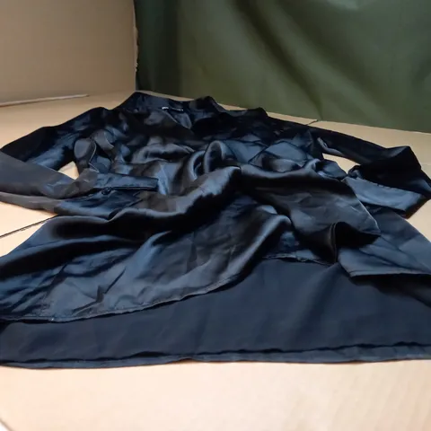 ZARA BLACK SATIN SHIRT DRESS - LARGE