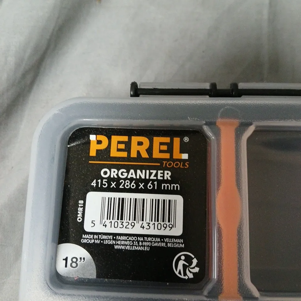 PEREL TOOLS ORGANIZER CASE – 18 INCH, 415 X 286 X 61 MM-SLIGHT DAMAGE TO LID 