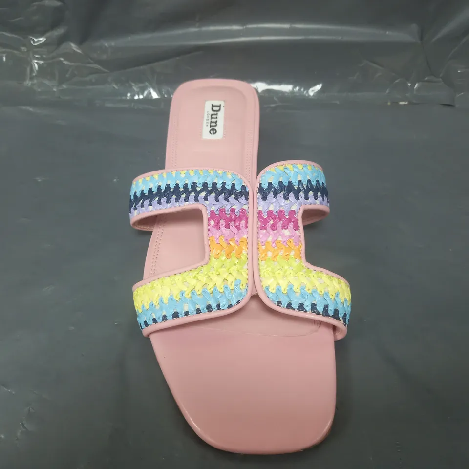PAIR OF DUNE LONDON SLIDE SANDALS IN PINK/MULTICOLOUR SIZE 6