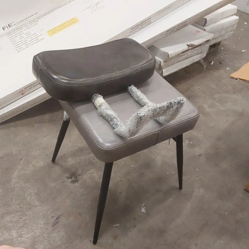 BOXED SET OF 2 LOUISE GENUINE LEATHER DINING CHAIRS
