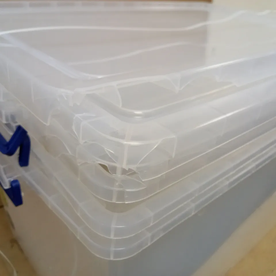 REALLY USEFUL PRODUCTS 83 LITRE BOX, NESTABLE CLEAR, PACK OF 3