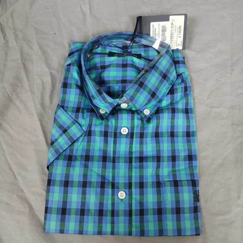 AQUASCUTUM YORK SS SHIRT – AQUAMARINE CHECK, XL